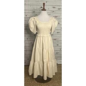 The Post cream fairycore cottagecore cotton mulit-tiered maxi dress Size Small